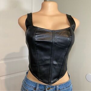 Sincerely Jules Black Faux Leather Crop Top Womens Medium Club Goth RockerFlirty